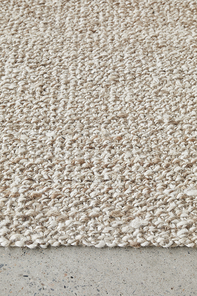 Mallow Silver Jute Fringed Rug