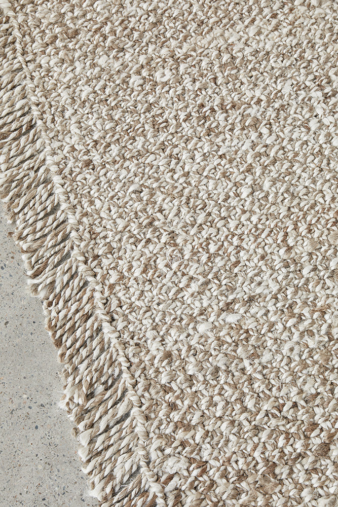 Mallow Silver Jute Fringed Rug