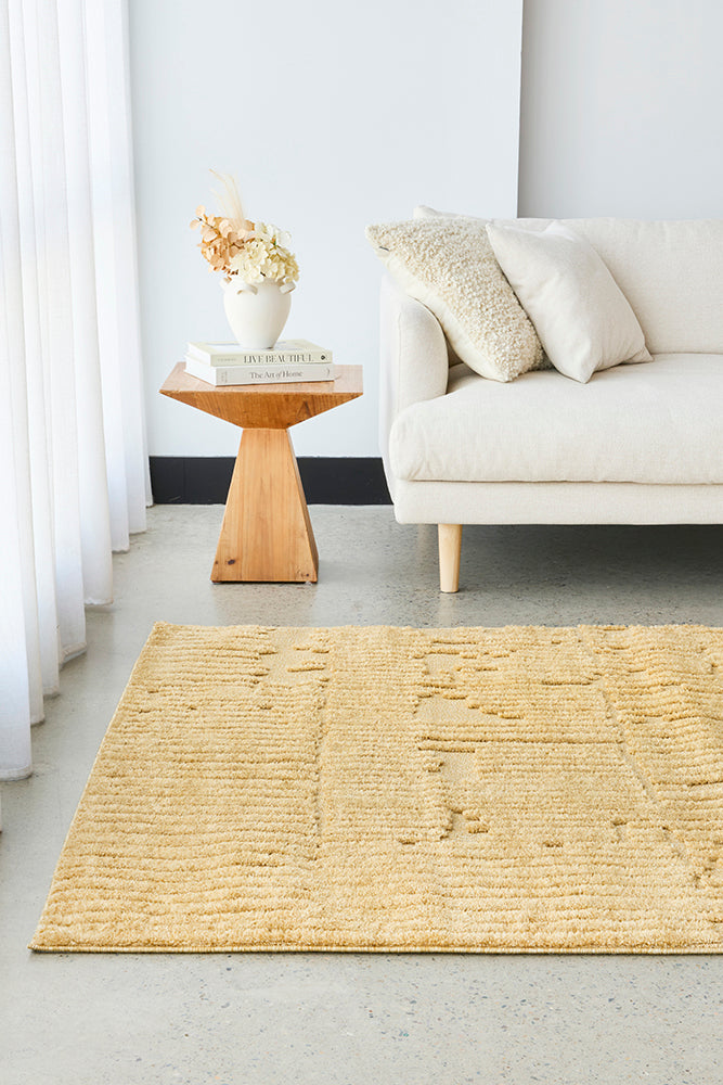 Camel Linear Textured Glam Rug