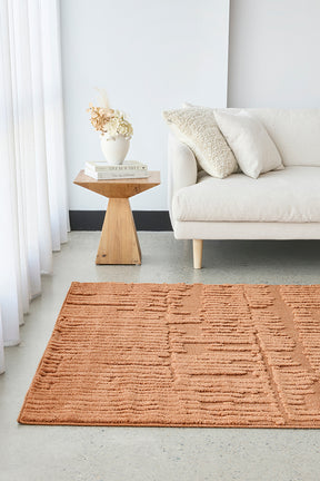 Rust Linear Textured Glam Rug - Lost Design Society