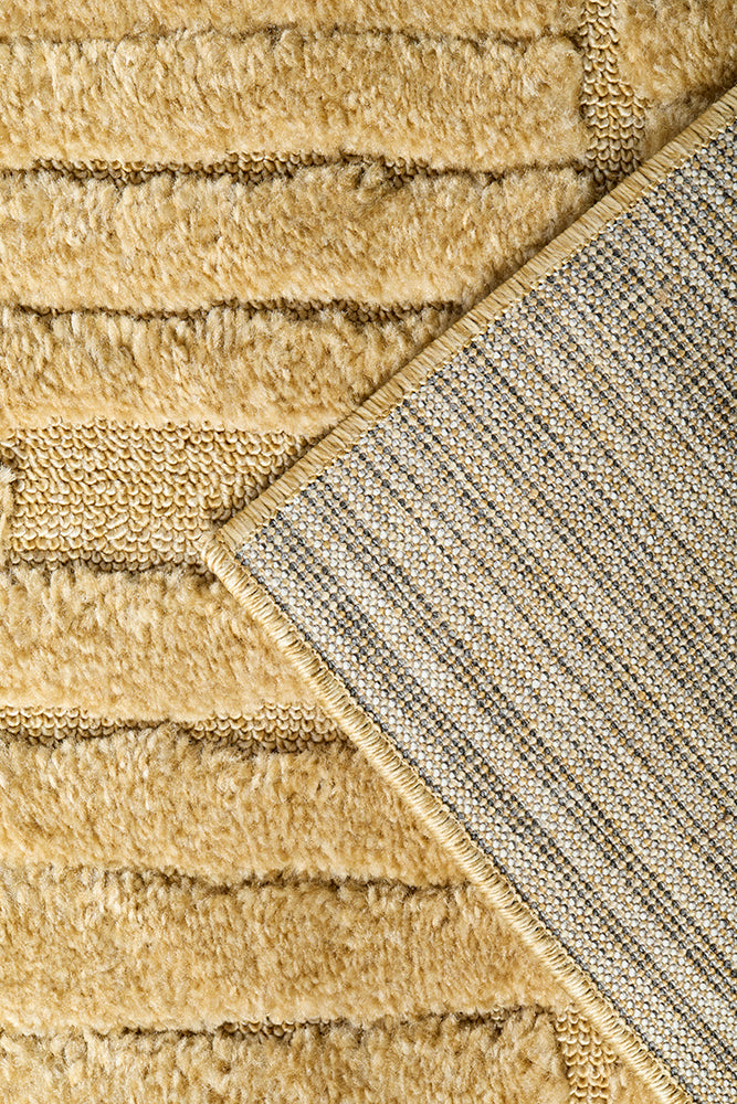 Camel Linear Textured Glam Rug