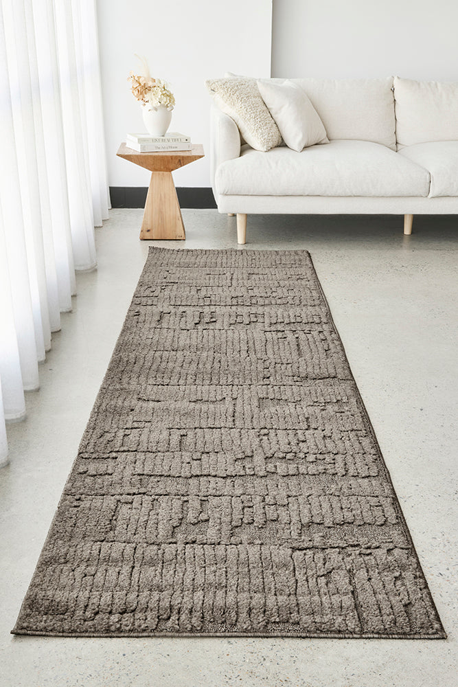Mocha Linear Textured Glam Rug