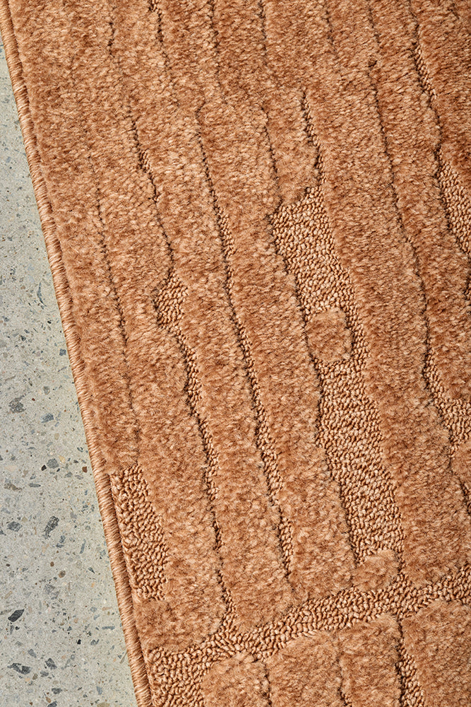 Rust Linear Textured Glam Rug