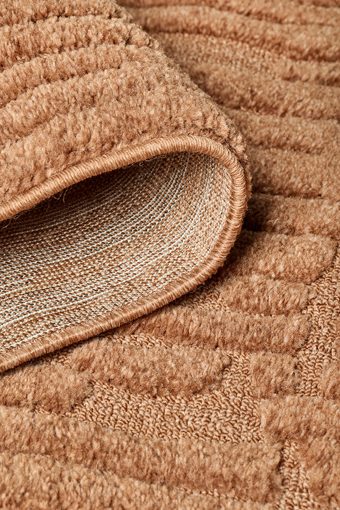 Rust Linear Textured Glam Rug