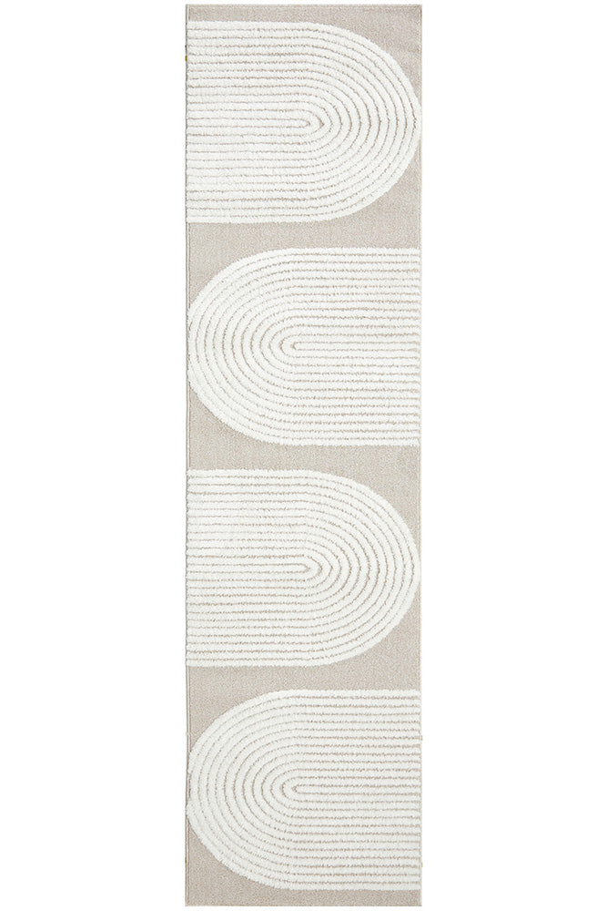 Astria Beige & White Arch Texture Rug