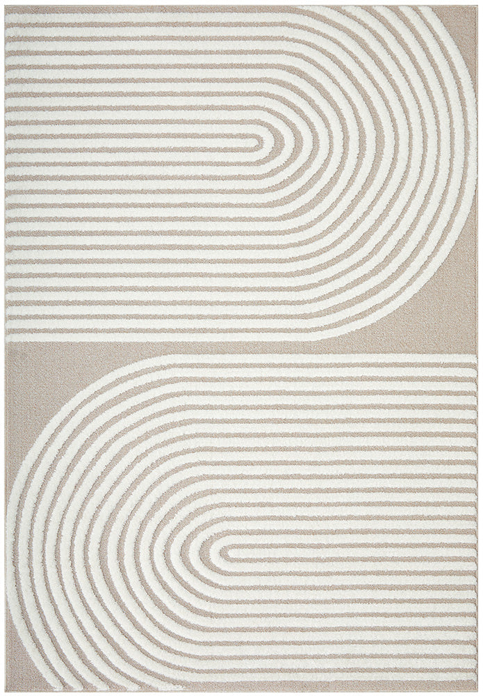 Astria Beige & White Arch Texture Rug