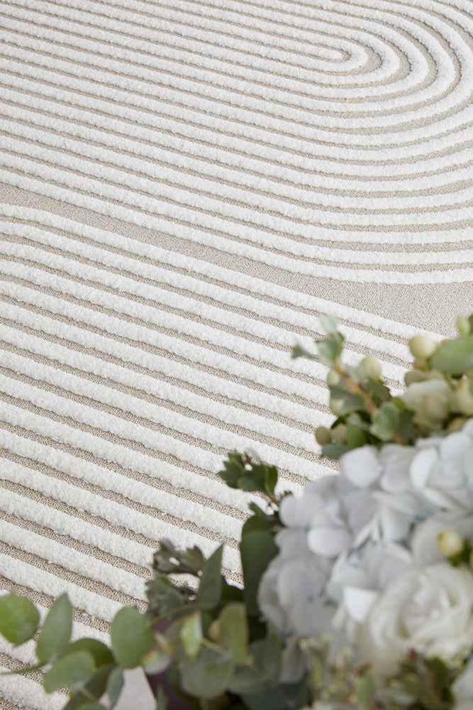 Astria Beige & White Arch Texture Rug