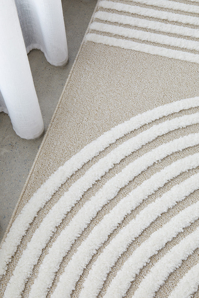 Astria Beige & White Arch Texture Rug