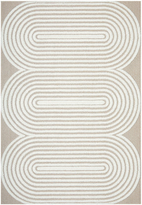Astria Mid-Century Beige & White Rug - Lost Design Society