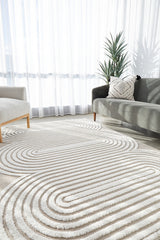 Astria Mid-Century Beige & White Rug