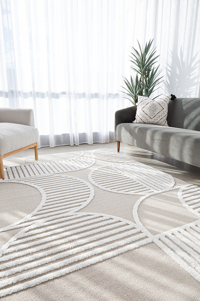 Astria Art Deco Beige & White Rug