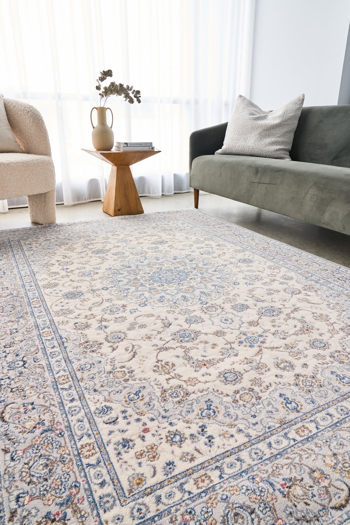 Kashan Sophia Ivory Wool Rug