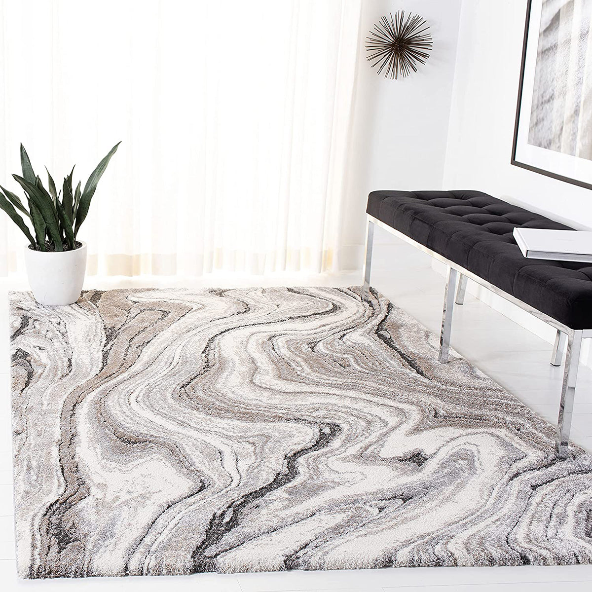 Opal Grey Marbled Rug