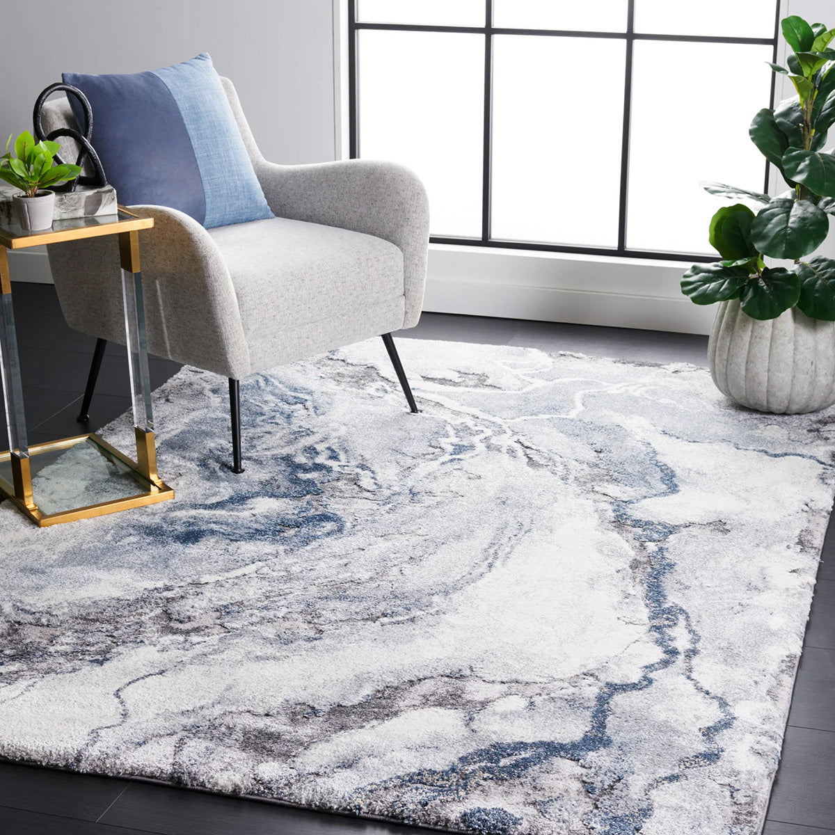 Opal Blue Swirled Rug