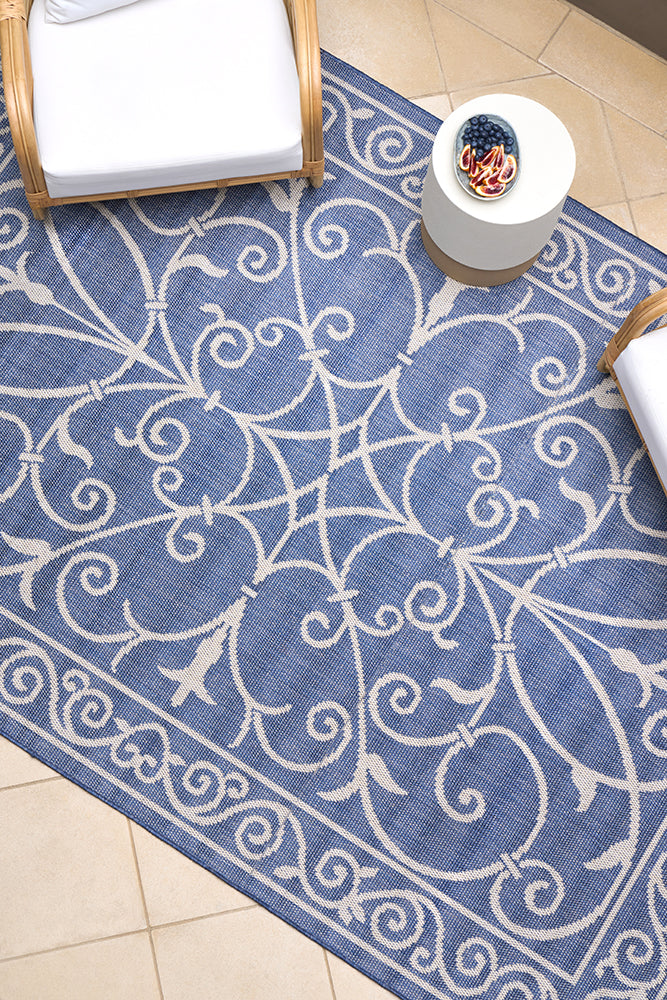 Mediterranean Scroll Indoor Outdoor Rug