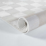 Art Deco Off-White Checkered Rug