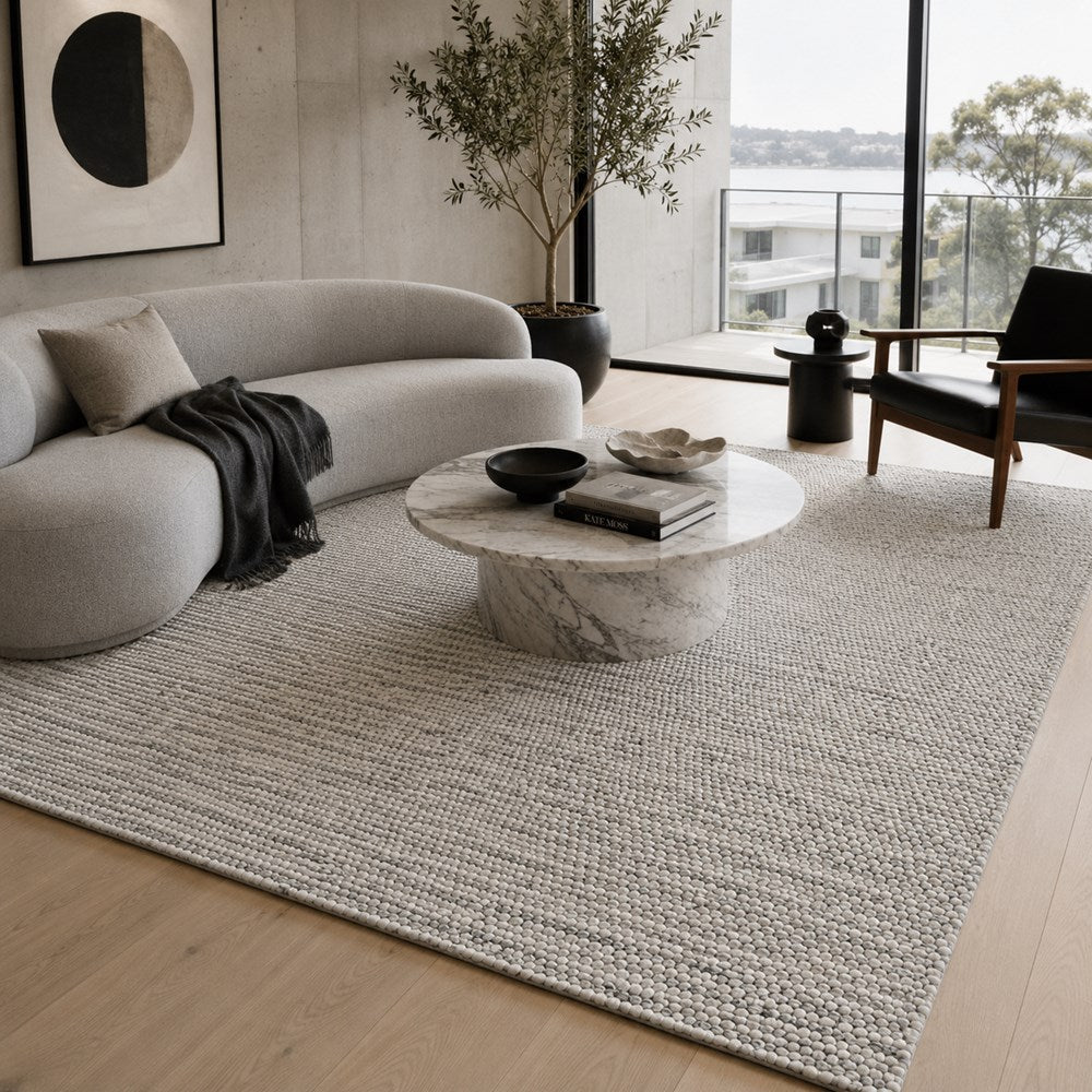 Ovation Oyster Pebble Textured Wool Rug