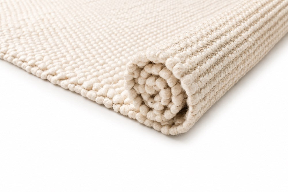 Ovation Antique White Pebble Textured Wool Rug