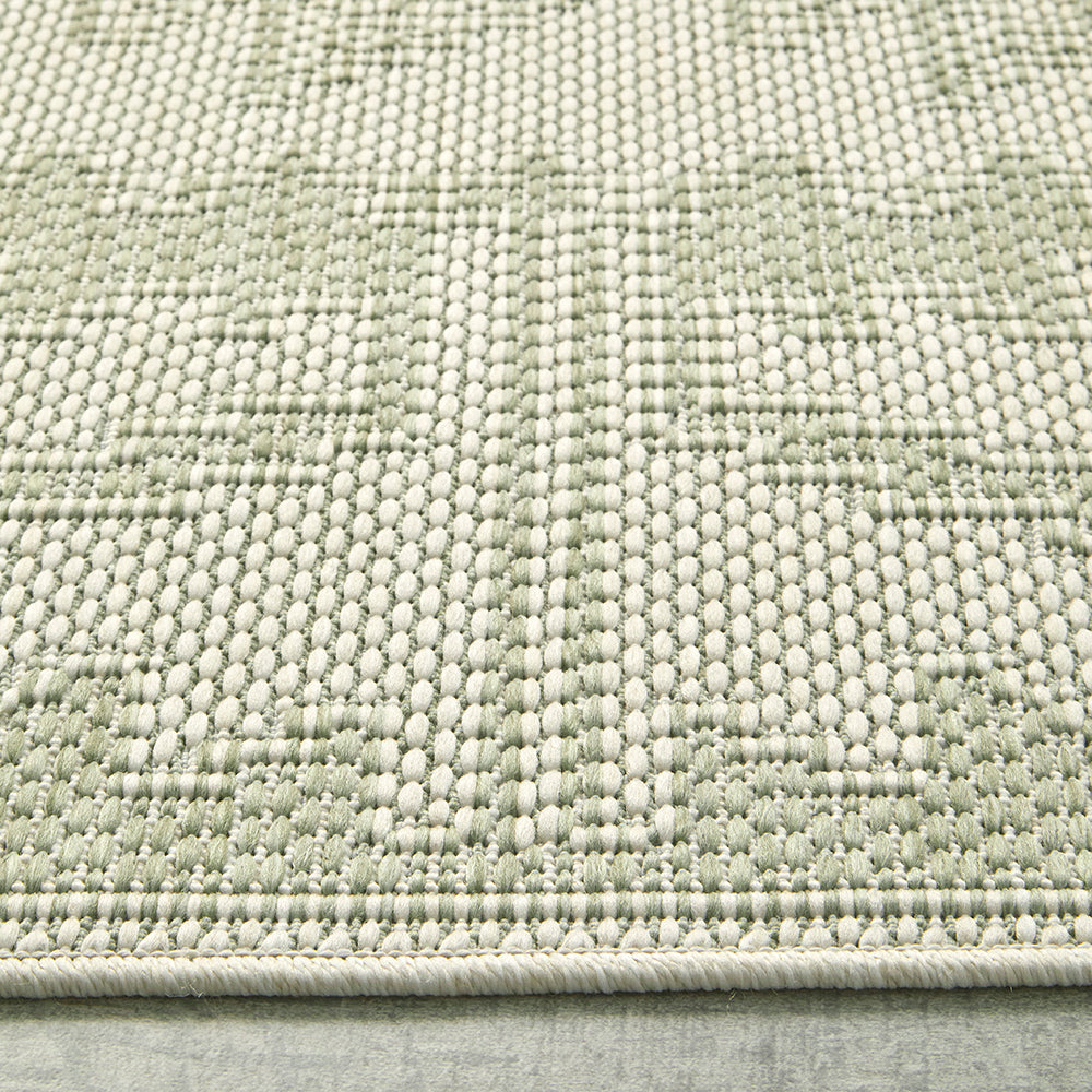 Aztec Mint Cream Grey Indoor Outdoor Washable Rug