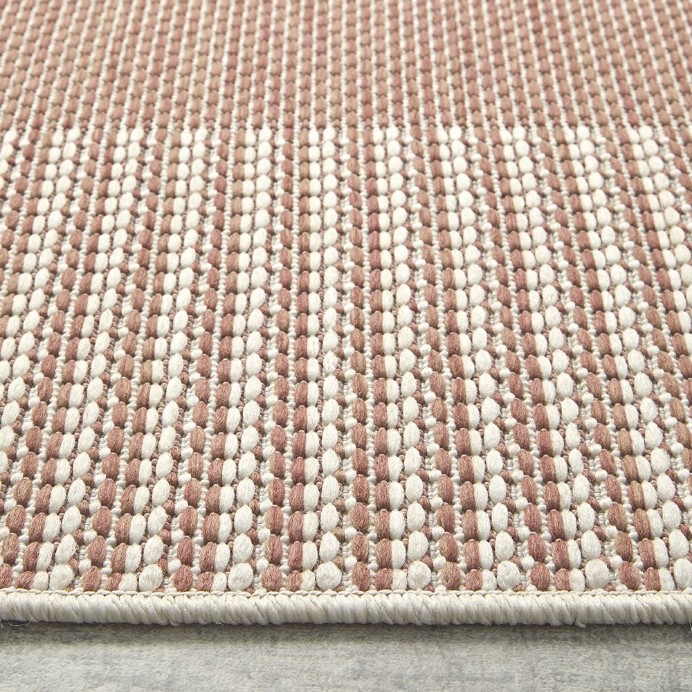 Geometric Cream Coral Indoor Outdoor Washable Rug