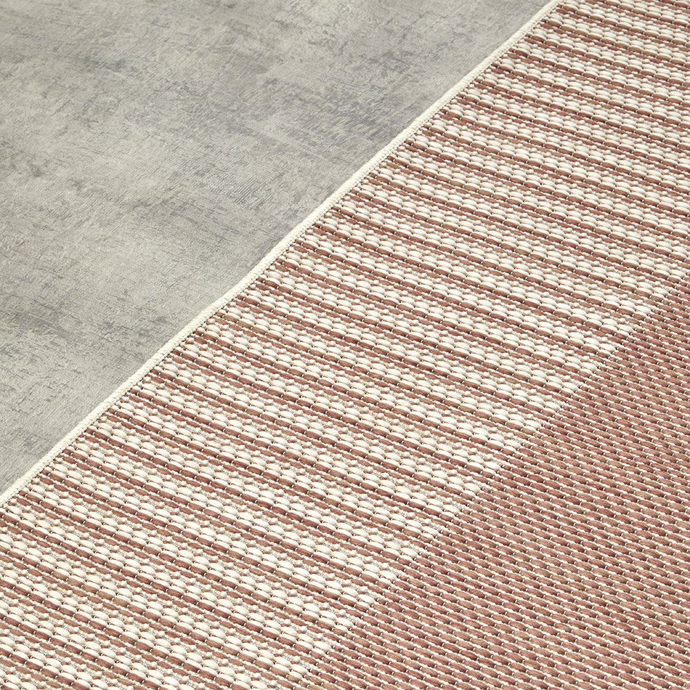 Geometric Cream Coral Indoor Outdoor Washable Rug