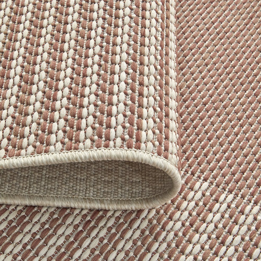 Geometric Cream Coral Indoor Outdoor Washable Rug