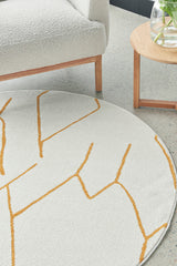 Vines Ava Gold Modern Round Rug