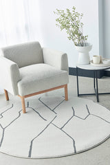 Vines Ava Grey Modern Round Rug