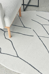 Vines Ava Grey Modern Round Rug