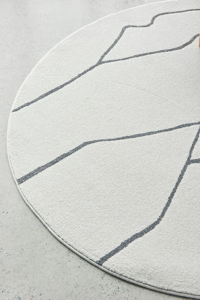 Vines Ava Grey Modern Round Rug