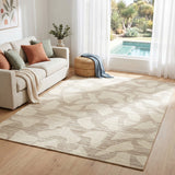 Washable Natural Abstract Botanical Pattern Rug