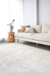 Washable Natural Arc Pattern Rug