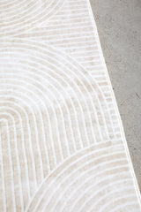 Washable Natural Arc Pattern Rug