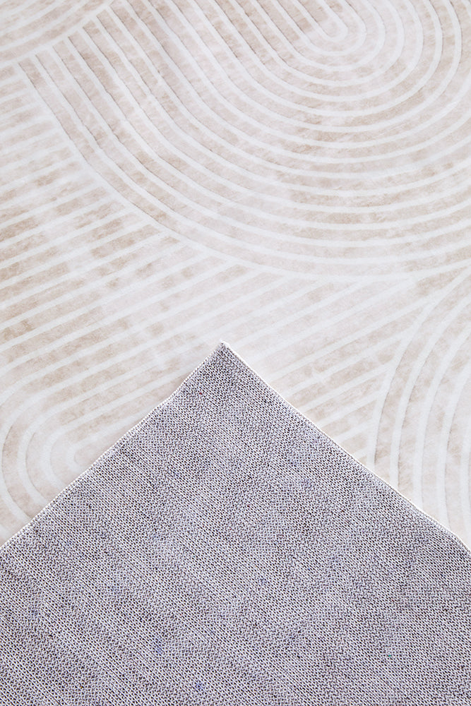 Washable Natural Arc Pattern Rug