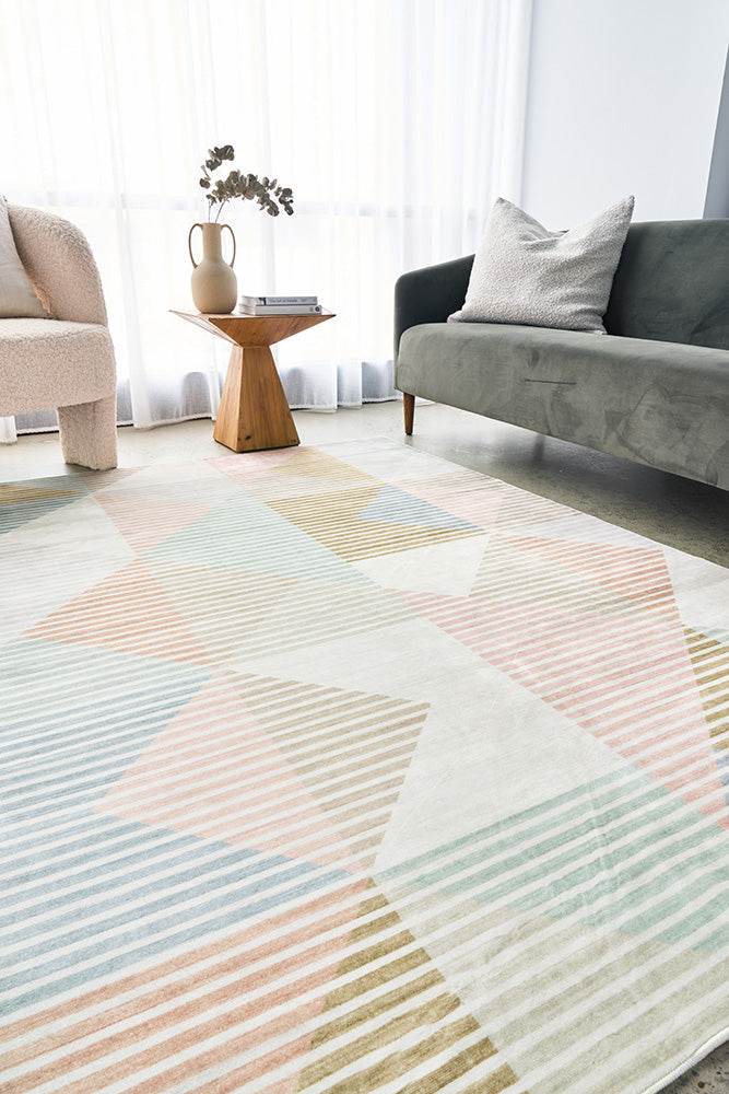 Vivify Geo Pastel Washable Rug