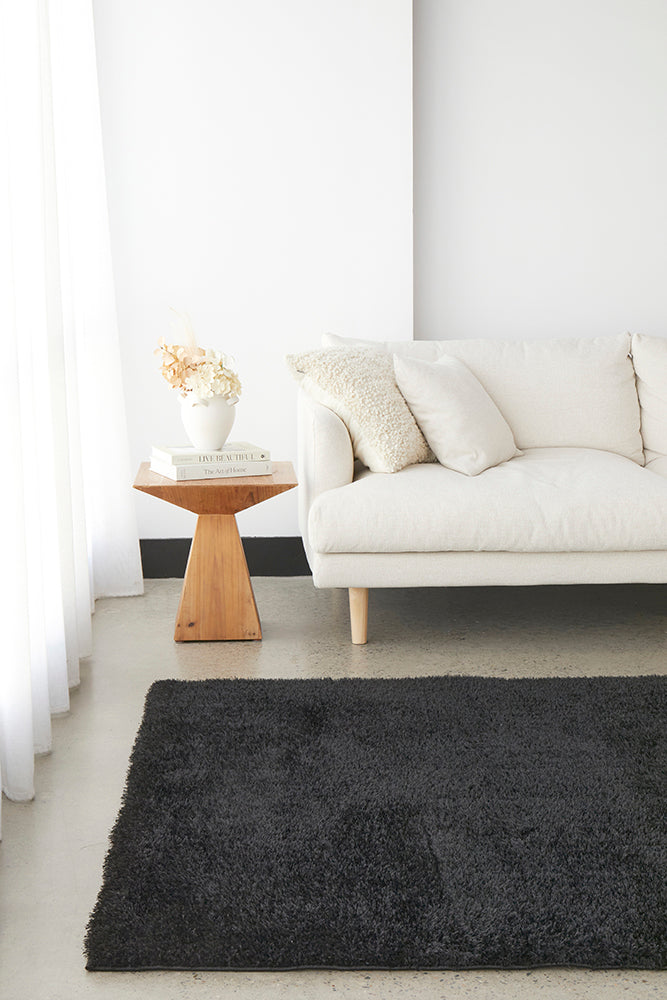 Lush Lustre Black Shag Rug