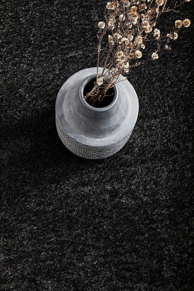 Lush Lustre Black Shag Rug