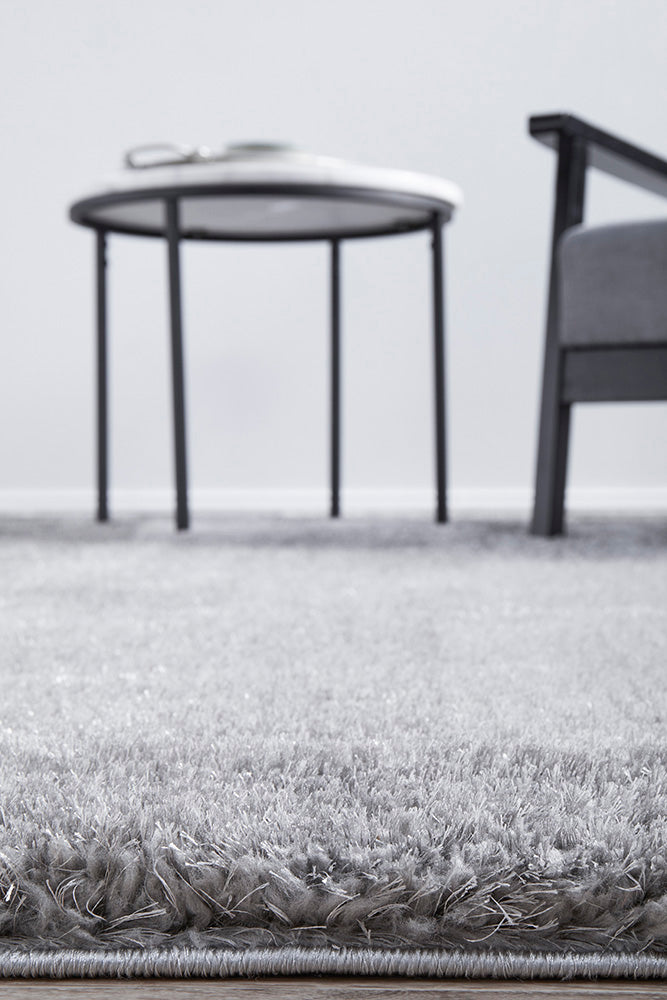 Lush Silver Grey Shag Rug