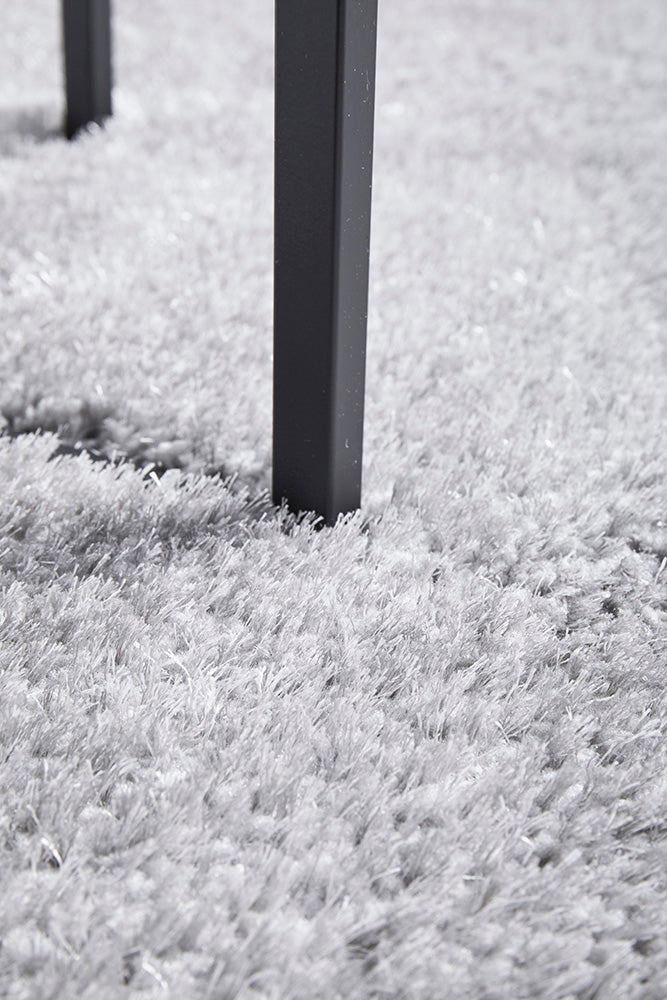Lush Silver Grey Shag Rug