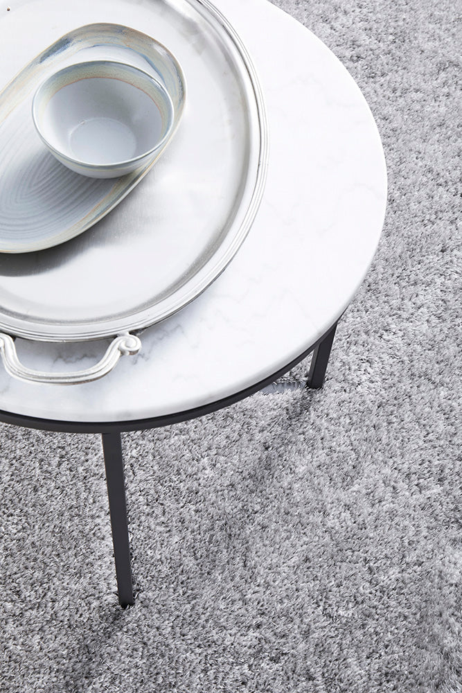 Lush Silver Grey Shag Rug