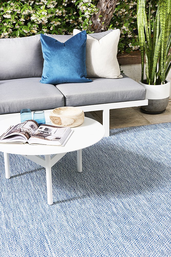 Promenade Outdoor Clara Diamond Blue Rug