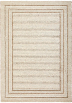 Cream Beige Border Textured Rug - Lost Design Society