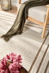 Cream Beige Border Textured Rug