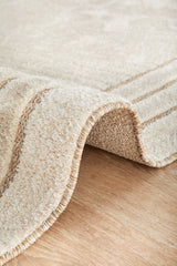 Cream Beige Border Textured Rug