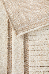 Cream Beige Border Textured Rug