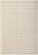 Cream Beige Textured Checkered Rug