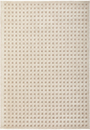 Cream Beige Textured Checkered Rug - Lost Design Society