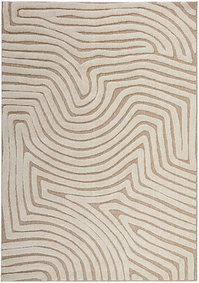 Cream Beige Abstract Swirl Textured Rug - Lost Design Society