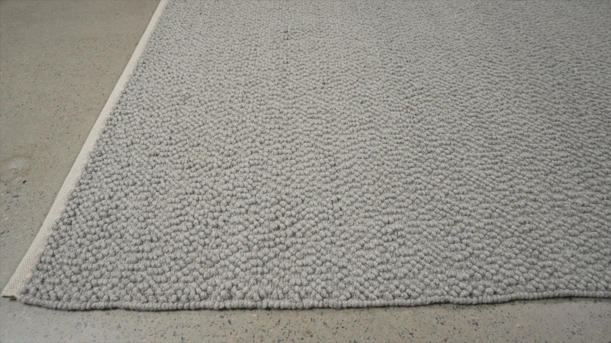 Loop Grey Wool Blend Boucle Rug