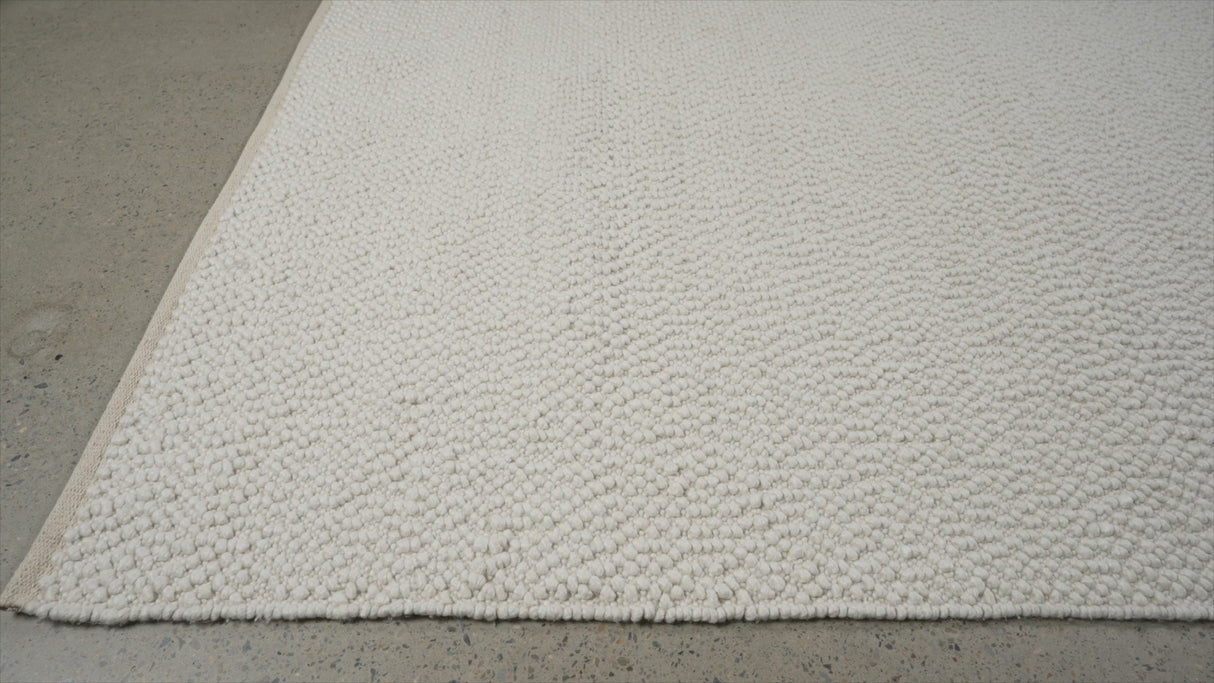 Loop White Polyester & Cotton Boucle Rug